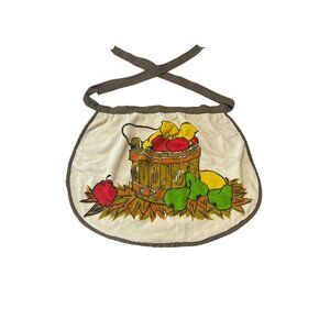 Vtg Half Apron Terry Cloth Fruit Bucket  Made In USA Cannon Cottagecore
